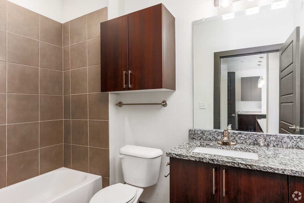 Bathroom at SEVEN TWELVE LOFTS Apartments, Denton, TX